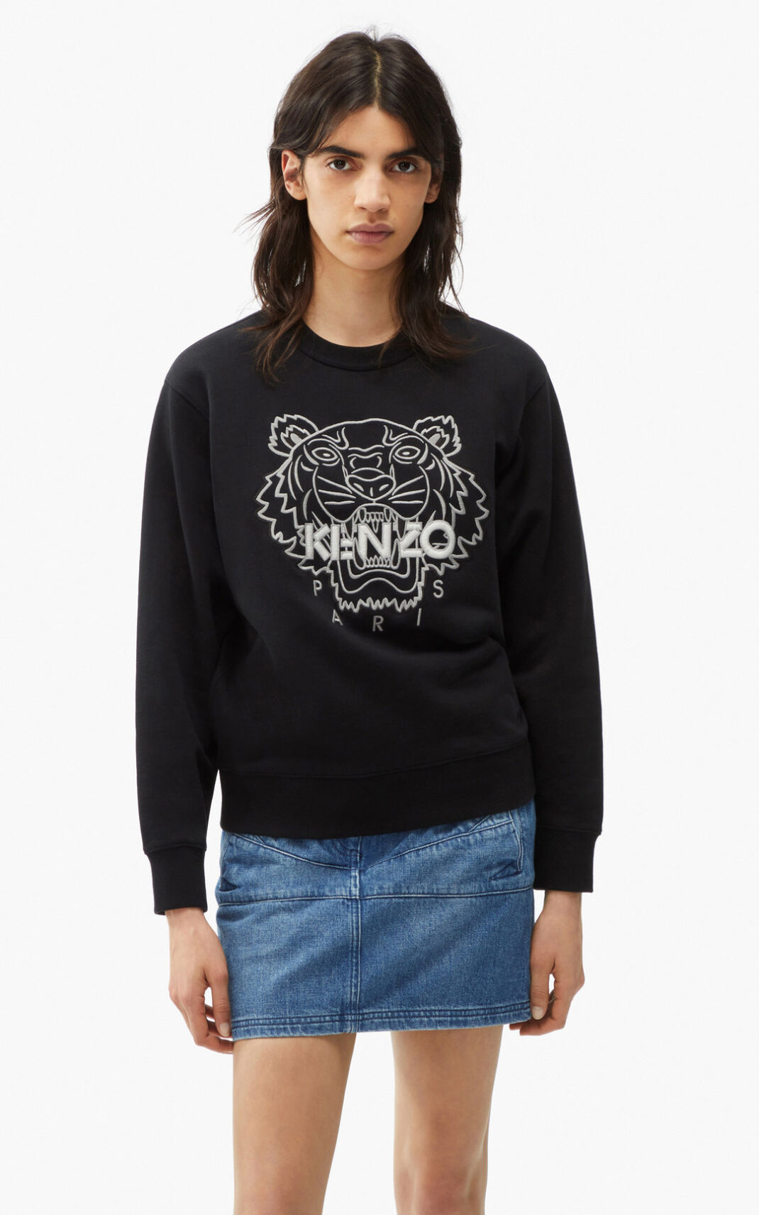 Kenzo Tiger Sweatshirt Bayan Siyah | 0175-ZANDP